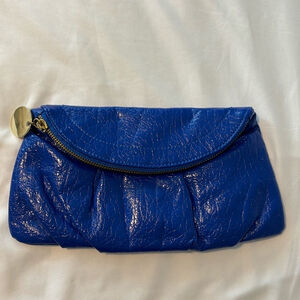 ALDO Y2K retro royal blue clutch purse handbag top zipper closure magnetic